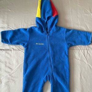 Columbia Kids Fleece Bunting in Blue One Piece with Colorful Hood